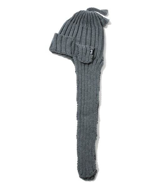 go slow caravan(ゴースローキャラバン)の「MIX KNITロングイヤーフライトキャップ(ニットキャップ/ビーニー・レディース・ブラック/グレー・FREE)」の5枚目の写真
