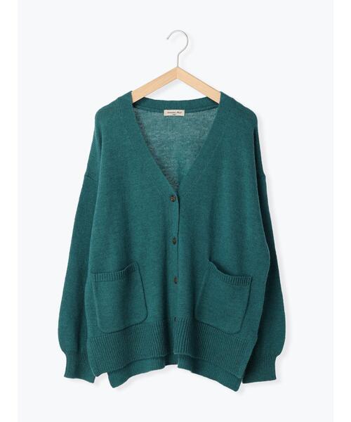 Samansa Mos2（サマンサ モスモス）の「ラムナイロンVネックゆるカーディガン（カーディガン/ボレロ・レディース・ピンク/ブラウン/キナリ/ブラック/イエロー/グリーン・F）」の4枚目の写真