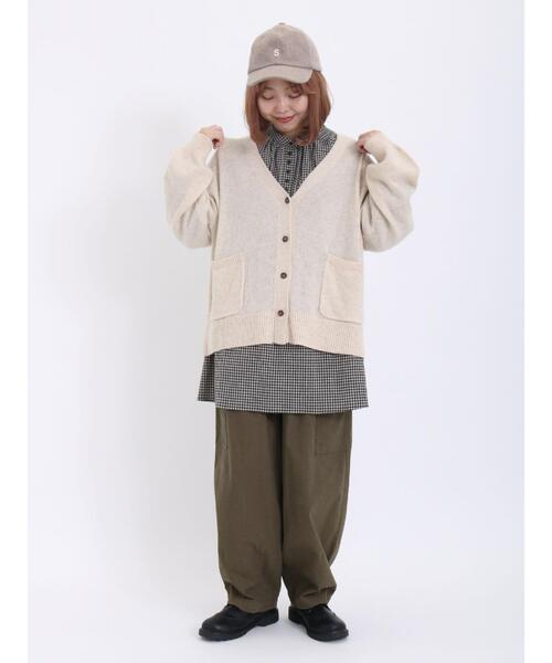 Samansa Mos2（サマンサ モスモス）の「ラムナイロンVネックゆるカーディガン（カーディガン/ボレロ・レディース・ピンク/ブラウン/キナリ/ブラック/イエロー/グリーン・F）」の10枚目の写真