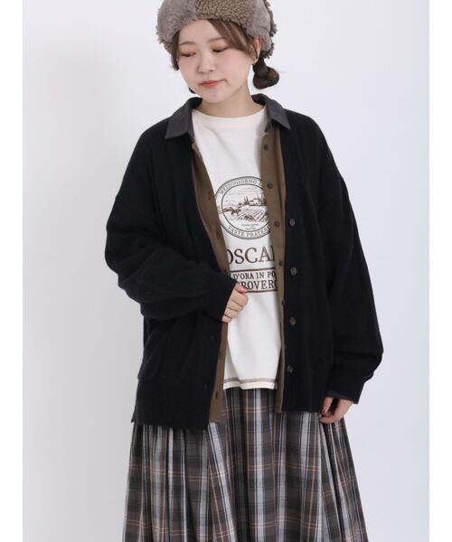 Samansa Mos2（サマンサ モスモス）の「ラムナイロンVネックゆるカーディガン（カーディガン/ボレロ・レディース・ピンク/ブラウン/キナリ/ブラック/イエロー/グリーン・F）」の11枚目の写真