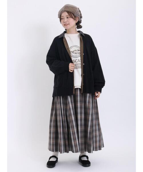 Samansa Mos2（サマンサ モスモス）の「ラムナイロンVネックゆるカーディガン（カーディガン/ボレロ・レディース・ピンク/ブラウン/キナリ/ブラック/イエロー/グリーン・F）」の12枚目の写真