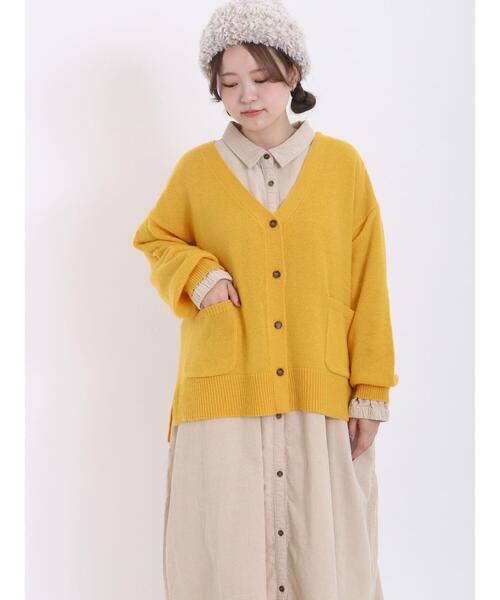 Samansa Mos2（サマンサ モスモス）の「ラムナイロンVネックゆるカーディガン（カーディガン/ボレロ・レディース・ピンク/ブラウン/キナリ/ブラック/イエロー/グリーン・F）」の14枚目の写真