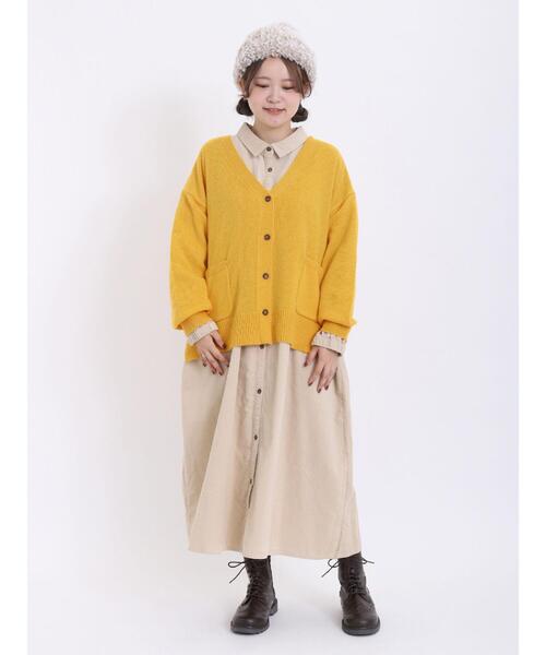 Samansa Mos2（サマンサ モスモス）の「ラムナイロンVネックゆるカーディガン（カーディガン/ボレロ・レディース・ピンク/ブラウン/キナリ/ブラック/イエロー/グリーン・F）」の15枚目の写真