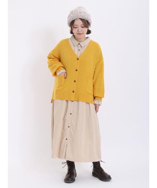 Samansa Mos2（サマンサ モスモス）の「ラムナイロンVネックゆるカーディガン（カーディガン/ボレロ・レディース・ピンク/ブラウン/キナリ/ブラック/イエロー/グリーン・F）」の16枚目の写真