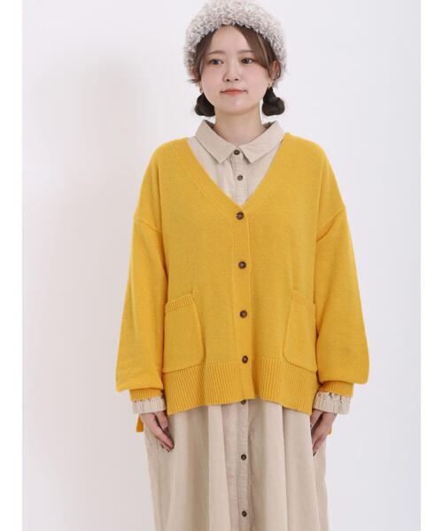 Samansa Mos2（サマンサ モスモス）の「ラムナイロンVネックゆるカーディガン（カーディガン/ボレロ・レディース・ピンク/ブラウン/キナリ/ブラック/イエロー/グリーン・F）」の18枚目の写真