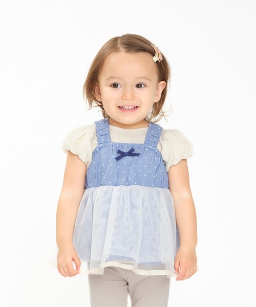 00s TRALALA ドットレース ホワイトシフォン前開きチュニック 姫系 セール】ruffle lace sheer tunic one piece / フリルレース