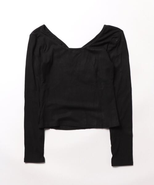 LATINA（ラティーナ）の「Tシャツ 前後2way Vネック Uネック 長袖（Tシャツ/カットソー・レディース・レッド/ブラック/グレー・FREE）」の4枚目の写真