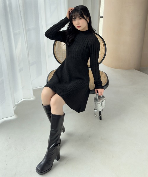 clear（クリア）の「ケーブルミニニットワンピース≪STAY MOTION≫（ワンピース・レディース・ブラウン/ブラック/チャコールグレー・F）」の10枚目の写真