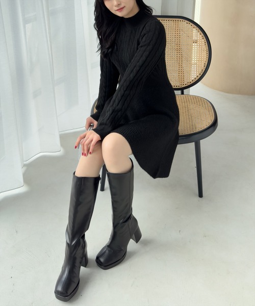 clear（クリア）の「ケーブルミニニットワンピース≪STAY MOTION≫（ワンピース・レディース・ブラウン/ブラック/チャコールグレー・F）」の11枚目の写真