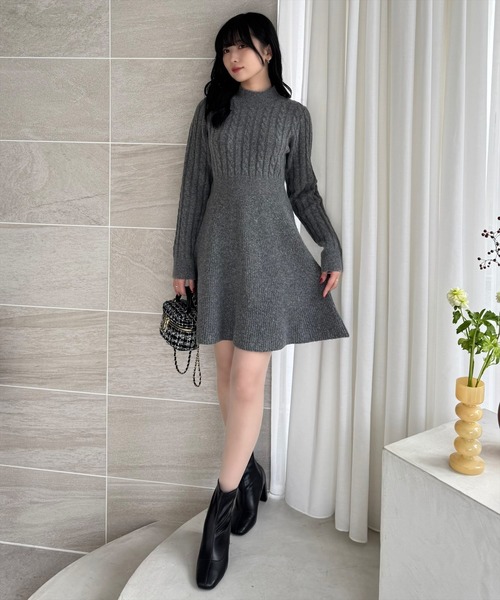 clear（クリア）の「ケーブルミニニットワンピース≪STAY MOTION≫（ワンピース・レディース・ブラウン/ブラック/チャコールグレー・F）」の8枚目の写真