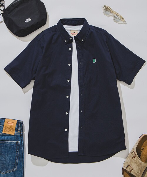 BEAMS（ビームス）の「BEAMS / ワンポイント ストレッチ ボタンダウン シャツ 24SS（シャツ/ブラウス・メンズ・ブラウン/ホワイト/ネイビー・S/XL/L/M）」の3枚目の写真