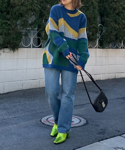 mi via loca（ミヴィアロカ）の「ダブルジャガード マーブルウェーブ柄