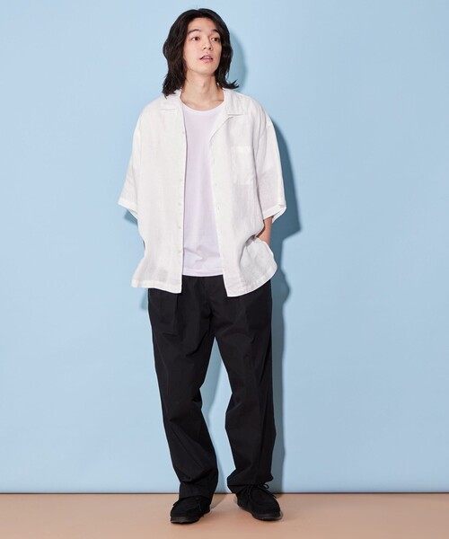 CITEN（シテン）の「＜CITEN＞リネン オープンカラー シャツ（シャツ/ブラウス・メンズ・ブラック/ダークグレー/ホワイト・L/M）」の5枚目の写真