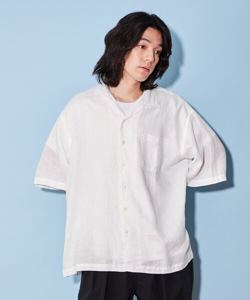 CITEN（シテン）の「＜CITEN＞リネン オープンカラー シャツ（シャツ/ブラウス・メンズ・ブラック/ダークグレー/ホワイト・L/M）」の6枚目の写真