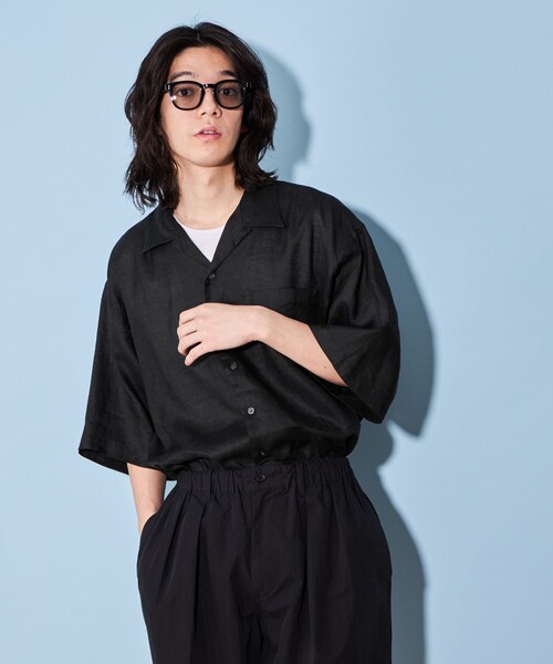 CITEN（シテン）の「＜CITEN＞リネン オープンカラー シャツ（シャツ/ブラウス・メンズ・ブラック/ダークグレー/ホワイト・L/M）」の8枚目の写真