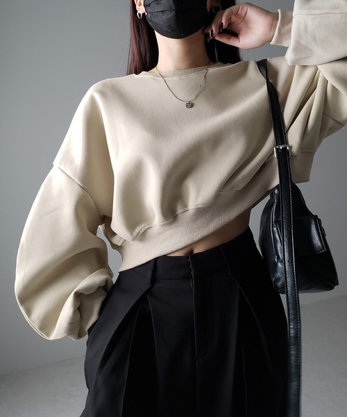 3color 】ボリュームスリーブショート丈スウェット（スウェット
