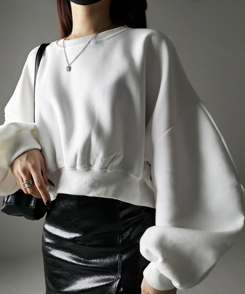 me+em select（ミームセレクト）の「【 ３color 】ボリュームスリーブショート丈スウェット（スウェット・レディース・ブラック/ベージュ/ホワイト・FREE）」の10枚目の写真