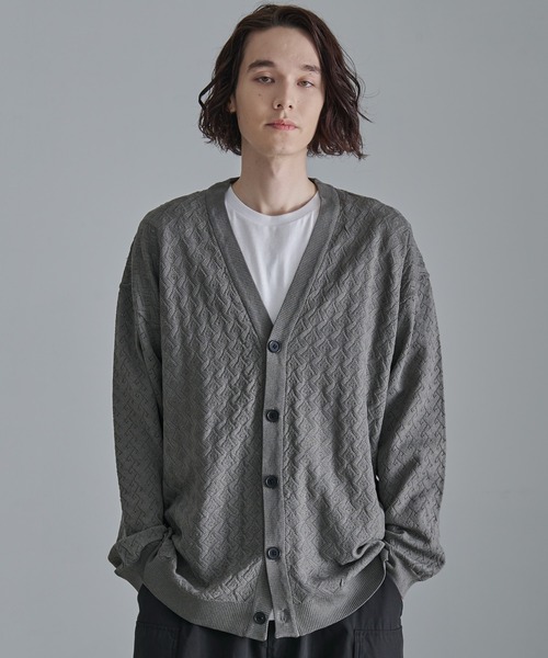 Revo.（レボ）の「Revo.　透かし編みジオメパターン カーディガン（カーディガン/ボレロ・メンズ・ブルー/グレー/グリーン/ブラウン/チャコール・L/M）」の7枚目の写真