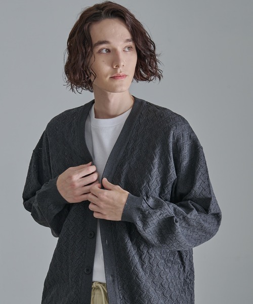 Revo.（レボ）の「Revo.　透かし編みジオメパターン カーディガン（カーディガン/ボレロ・メンズ・ブルー/グレー/グリーン/ブラウン/チャコール・L/M）」の14枚目の写真