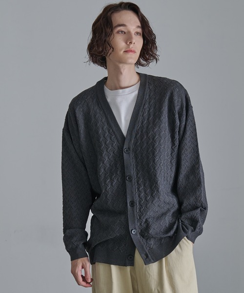Revo.（レボ）の「Revo.　透かし編みジオメパターン カーディガン（カーディガン/ボレロ・メンズ・ブルー/グレー/グリーン/ブラウン/チャコール・L/M）」の16枚目の写真
