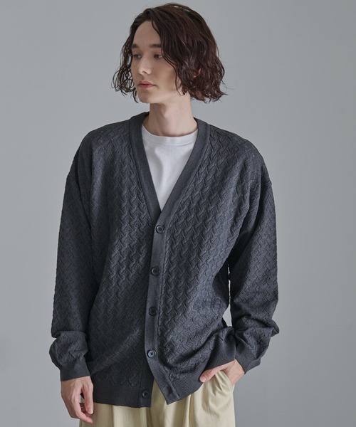 Revo.（レボ）の「Revo.　透かし編みジオメパターン カーディガン（カーディガン/ボレロ・メンズ・ブルー/グレー/グリーン/ブラウン/チャコール・L/M）」の17枚目の写真