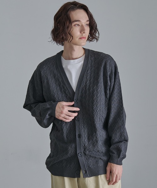 Revo.（レボ）の「Revo.　透かし編みジオメパターン カーディガン（カーディガン/ボレロ・メンズ・ブルー/グレー/グリーン/ブラウン/チャコール・L/M）」の19枚目の写真