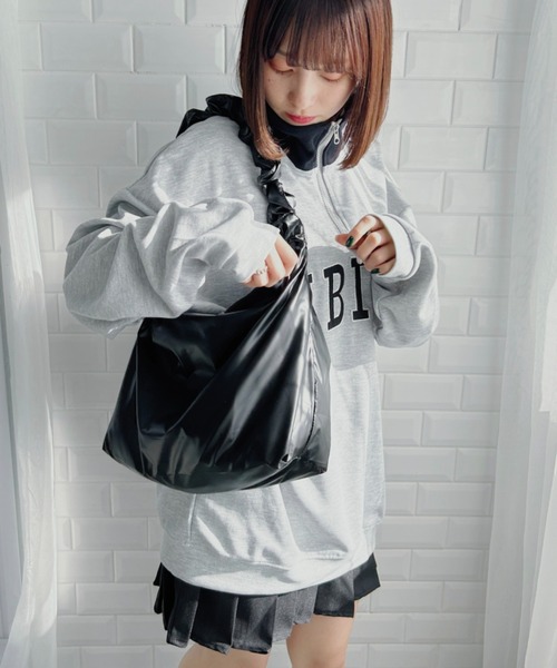 セール】ドロスト付きくしゅくしゅハンドルショルダーバッグ