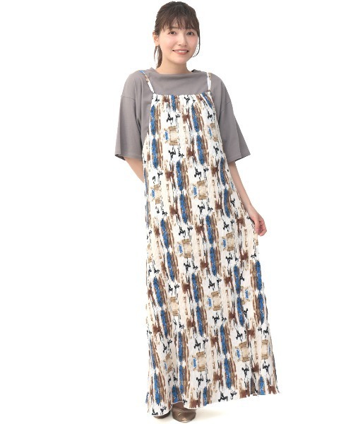 チチカカ（チチカカ）の「アートペイントプリーツワンピース（ワンピース・レディース・ホワイト/ブラック・FREE）」の5枚目の写真