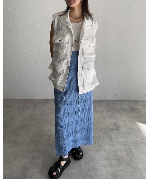 leimn（レイムン）の「マドレーヌプリーツ風Iラインスカート（スカート・レディース・ブルー/グレー・M）」の8枚目の写真