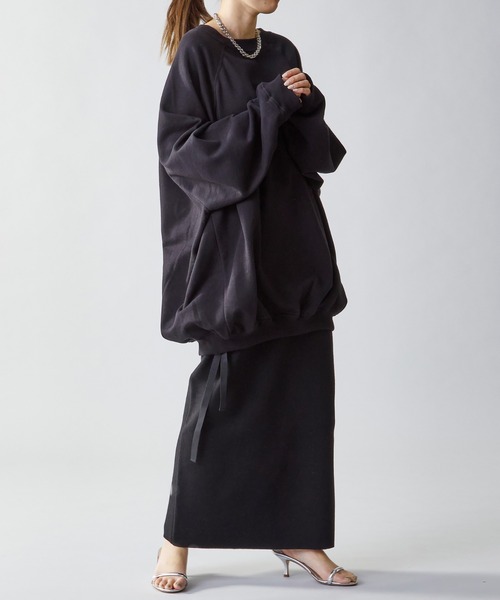 COGTHEBIGSMOKE ALICE SWEATSHIRT リネン ブラック COGTHEBIGSMOKE オーバーサイズシグニチャースウェットシャツ