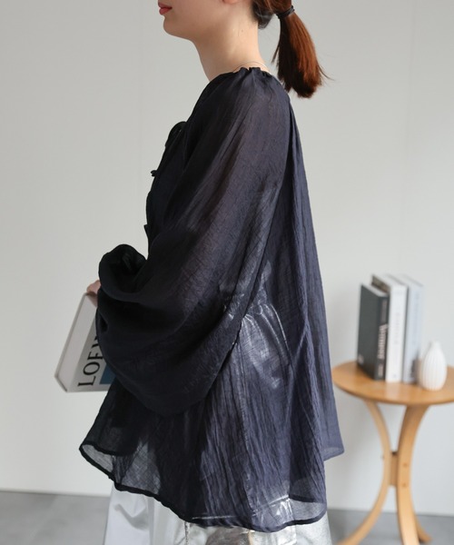 sakishimatokyo（サキシマトーキョー）の「【2WAY】シアーブラウス / ボリューム袖 / リボン（シャツ/ブラウス・レディース・ライトパープル/ライトグリーン/ホワイト/ネイビー/ブラウン/チャコールグレー・FREE）」の18枚目の写真