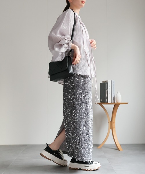 sakishimatokyo（サキシマトーキョー）の「【2WAY】シアーブラウス / ボリューム袖 / リボン（シャツ/ブラウス・レディース・ライトパープル/ライトグリーン/ホワイト/ネイビー/ブラウン/チャコールグレー・FREE）」の21枚目の写真