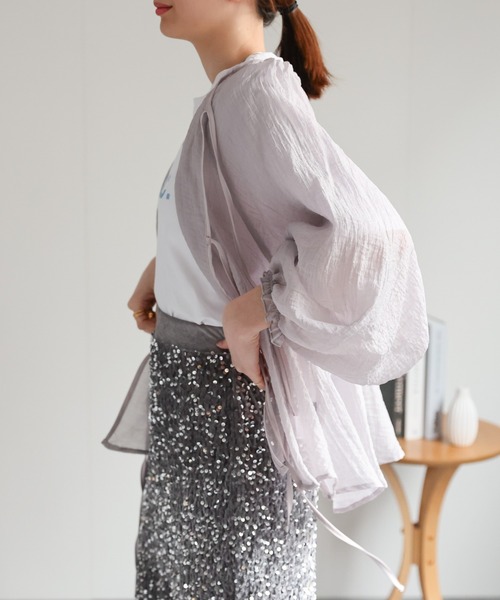 sakishimatokyo（サキシマトーキョー）の「【2WAY】シアーブラウス / ボリューム袖 / リボン（シャツ/ブラウス・レディース・ライトパープル/ライトグリーン/ホワイト/ネイビー/ブラウン/チャコールグレー・FREE）」の22枚目の写真