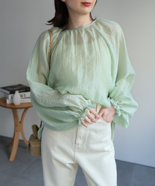 sakishimatokyo（サキシマトーキョー）の「【2WAY】シアーブラウス / ボリューム袖 / リボン（シャツ/ブラウス・レディース・ライトパープル/ライトグリーン/ホワイト/ネイビー/ブラウン/チャコールグレー・FREE）」の19枚目の写真