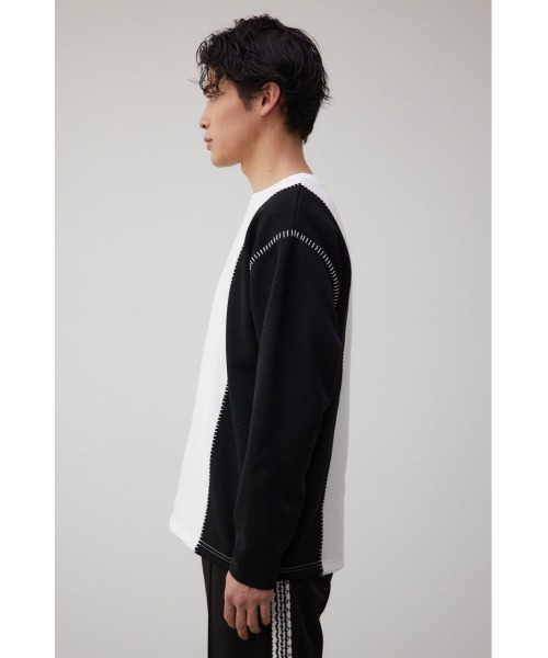 AZUL by moussy(アズールバイマウジー)の「バイカラーブランケットステッチ長袖トップス(Tシャツ/カットソー・メンズ・ブラック系その他/ホワイト系その他・LARGE/MEDIUM)」の7枚目の写真