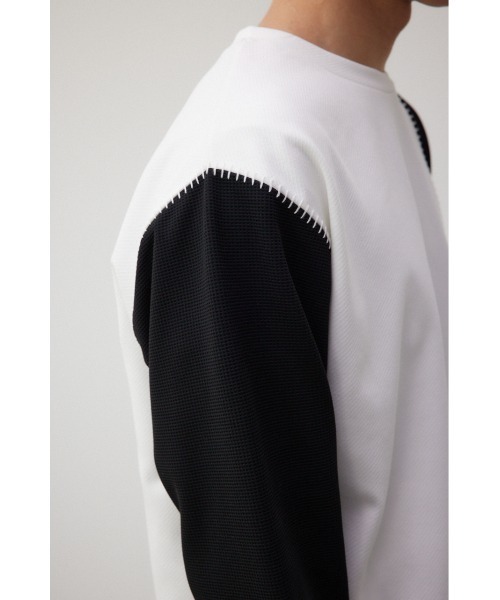 AZUL by moussy(アズールバイマウジー)の「バイカラーブランケットステッチ長袖トップス(Tシャツ/カットソー・メンズ・ブラック系その他/ホワイト系その他・LARGE/MEDIUM)」の10枚目の写真