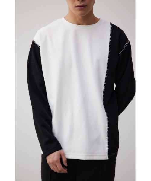 AZUL by moussy(アズールバイマウジー)の「バイカラーブランケットステッチ長袖トップス(Tシャツ/カットソー・メンズ・ブラック系その他/ホワイト系その他・LARGE/MEDIUM)」の3枚目の写真