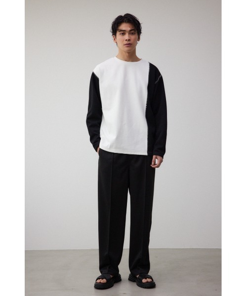 AZUL by moussy(アズールバイマウジー)の「バイカラーブランケットステッチ長袖トップス(Tシャツ/カットソー・メンズ・ブラック系その他/ホワイト系その他・LARGE/MEDIUM)」の5枚目の写真