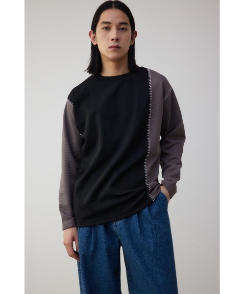 AZUL by moussy(アズールバイマウジー)の「バイカラーブランケットステッチ長袖トップス(Tシャツ/カットソー・メンズ・ブラック系その他/ホワイト系その他・LARGE/MEDIUM)」の15枚目の写真