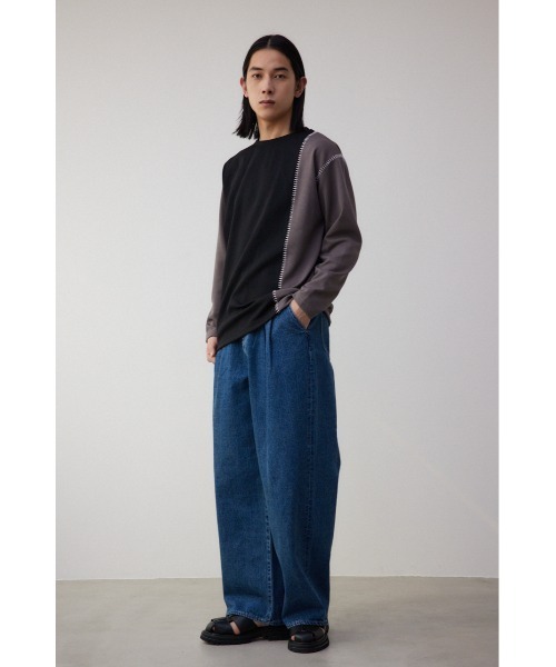AZUL by moussy(アズールバイマウジー)の「バイカラーブランケットステッチ長袖トップス(Tシャツ/カットソー・メンズ・ブラック系その他/ホワイト系その他・LARGE/MEDIUM)」の16枚目の写真