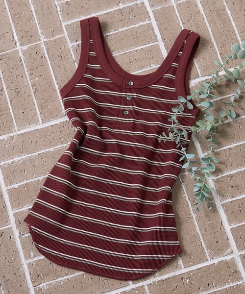 FREAK'S STORE（フリークスストア）の「ワッフル 2WAY タンクトップ（タンクトップ・レディース・ブラウン/オフホワイト/チャコールグレー/ダークグレー/ナチュラル・フリー）」の4枚目の写真