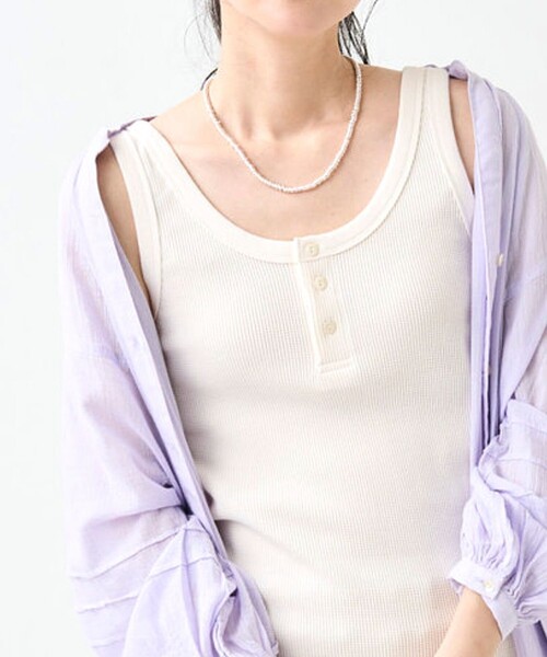 FREAK'S STORE（フリークスストア）の「ワッフル 2WAY タンクトップ（タンクトップ・レディース・ブラウン/オフホワイト/チャコールグレー/ダークグレー/ナチュラル・フリー）」の2枚目の写真