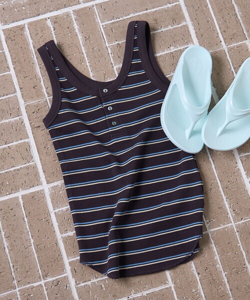 FREAK'S STORE（フリークスストア）の「ワッフル 2WAY タンクトップ（タンクトップ・レディース・ブラウン/オフホワイト/チャコールグレー/ダークグレー/ナチュラル・フリー）」の3枚目の写真