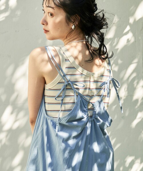 FREAK'S STORE（フリークスストア）の「ワッフル 2WAY タンクトップ（タンクトップ・レディース・ブラウン/オフホワイト/チャコールグレー/ダークグレー/ナチュラル・フリー）」の6枚目の写真