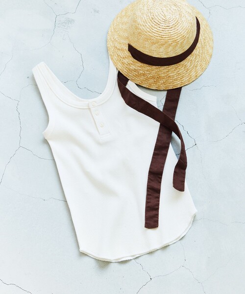 FREAK'S STORE（フリークスストア）の「ワッフル 2WAY タンクトップ（タンクトップ・レディース・ブラウン/オフホワイト/チャコールグレー/ダークグレー/ナチュラル・フリー）」の20枚目の写真