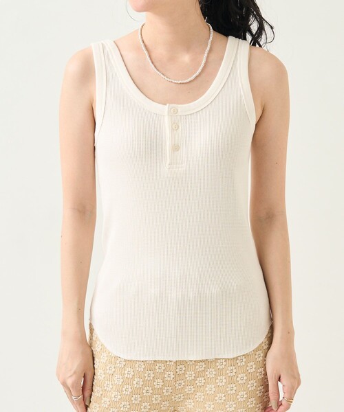 FREAK'S STORE（フリークスストア）の「ワッフル 2WAY タンクトップ（タンクトップ・レディース・ブラウン/オフホワイト/チャコールグレー/ダークグレー/ナチュラル・フリー）」の21枚目の写真