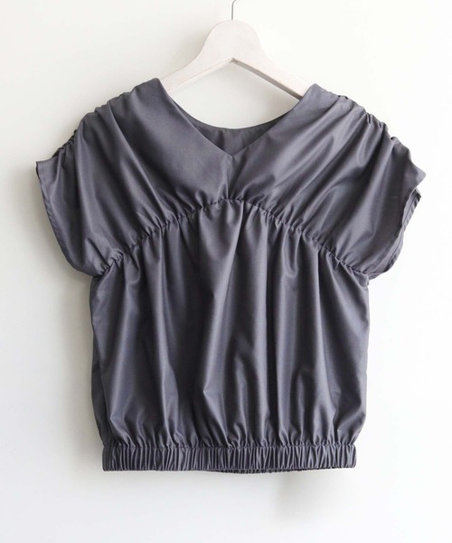 cheriella（シェリエラ）の「【cheriella】フレンチスリーブギャザーブラウス FRENCH SLEEVE GATHER BLOUSE（シャツ/ブラウス・レディース・チャコールグレー/ブラック/ホワイト・M）」の14枚目の写真