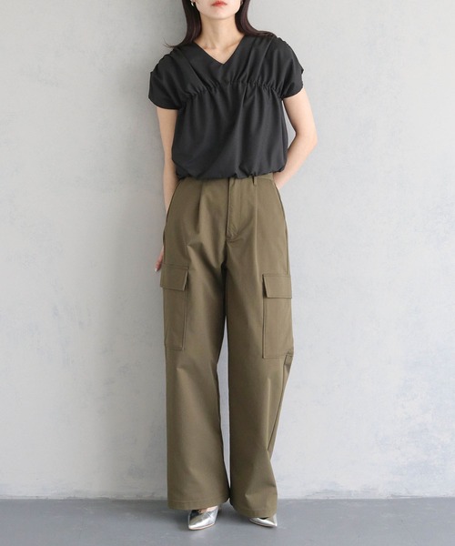 cheriella（シェリエラ）の「【cheriella】フレンチスリーブギャザーブラウス FRENCH SLEEVE GATHER BLOUSE（シャツ/ブラウス・レディース・チャコールグレー/ブラック/ホワイト・M）」の12枚目の写真
