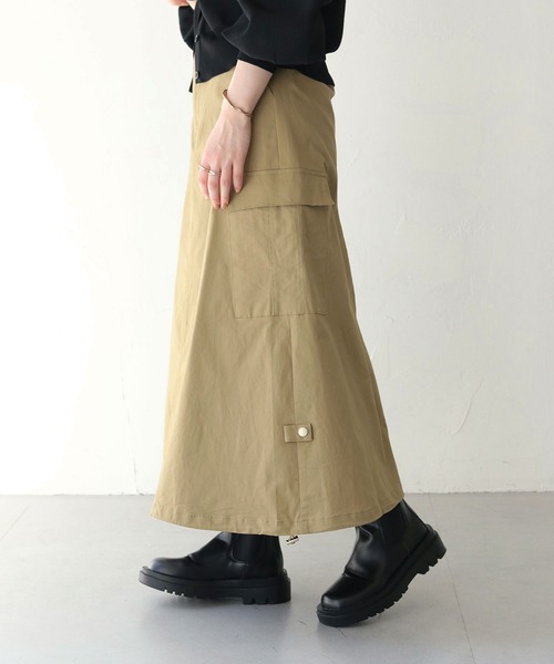 HER CLOSET（ハークローゼット）の「 【HER CLOSET】WEB限定ドローストリングカーゴバルーンスカート WEB LIMITED DRAWSTRING CARGO BALLOON SKIRT（スカート・レディース・ベージュ/ブルー・M）」の20枚目の写真