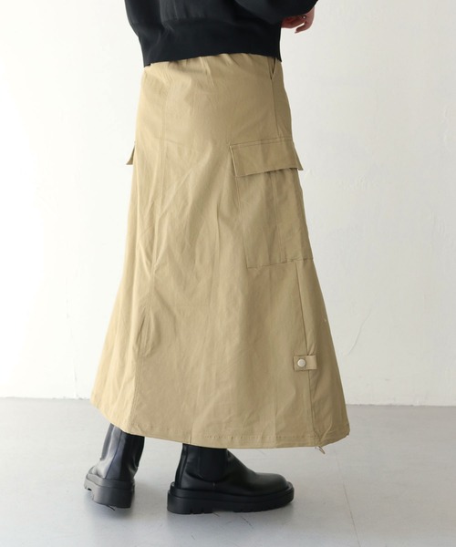 HER CLOSET（ハークローゼット）の「 【HER CLOSET】WEB限定ドローストリングカーゴバルーンスカート WEB LIMITED DRAWSTRING CARGO BALLOON SKIRT（スカート・レディース・ベージュ/ブルー・M）」の21枚目の写真